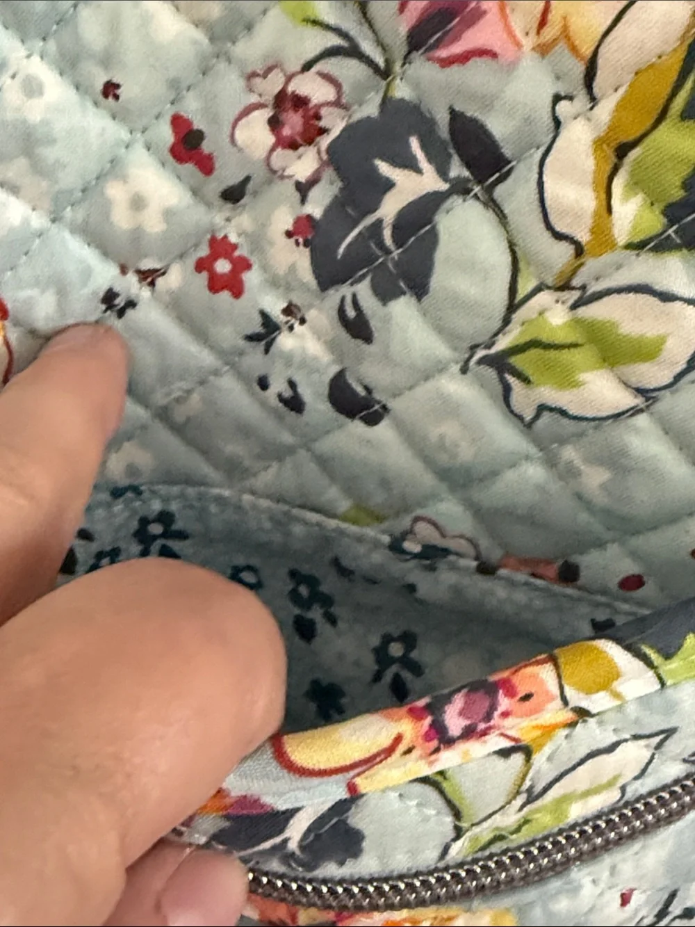Vera Bradley Sky Blue Quilted Floral Shoulder Tote